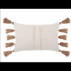 Bee & Willow Woven Tassel Oblong Throw Pillow in Taupe